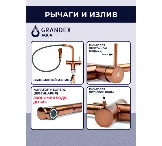 Смеситель для кухни Grandex AQUA Integra-SP COPPER 9020492