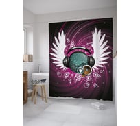 Штора (занавеска) для ванной JoyArty "Музыкальная планета" из сатена, 180х200 см с крючками, sc_39465