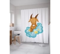 Штора (занавеска) для ванной JoyArty "С рогами и бородкой" из сатена, 180х200 см с крючками, sc_58935