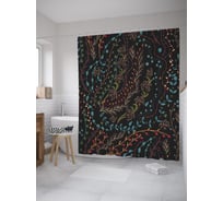 Штора (занавеска) для ванной JoyArty "Извилистые растения" из сатена, 180х200 см с крючками, sc_59219