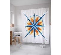 Штора (занавеска) для ванной JoyArty "Роза ветров" из сатена, 180х200 см с крючками, sc_38926