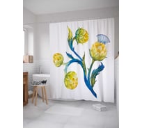 Штора (занавеска) для ванной JoyArty "Цветущие шишки" из сатена, 180х200 см с крючками, sc_38913