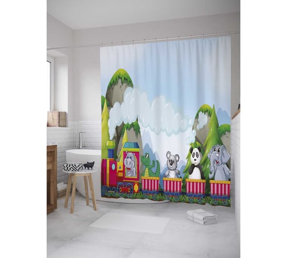 Штора (занавеска) для ванной JoyArty "В далекие края" из сатена, 180х200 см с крючками, sc_32297 1