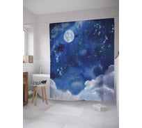 Штора (занавеска) для ванной JoyArty "Полная луна над облаками" из сатена, 180х200 см с крючками, sc_32215