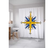 Штора (занавеска) для ванной JoyArty "Цветной компас" из сатена, 180х200 см с крючками, sc_38940