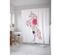 Штора (занавеска) для ванной JoyArty "Звездный единорог" из сатена, 180х200 см с крючками, sc_4966