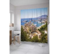 Штора (занавеска) для ванной JoyArty "Андалусская Малага" из сатена, 180х200 см с крючками, sc_32282