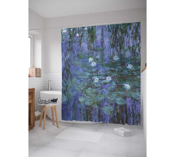 Штора (занавеска) для ванной JoyArty "Река судьбы" из сатена, 180х200 см с крючками, sc_4890 1