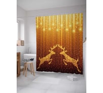 Штора (занавеска) для ванной JoyArty "Золотые олени" из сатена, 180х200 см с крючками, sc_5706