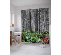 Штора (занавеска) для ванной JoyArty "Таинственный лес" из сатена, 180х200 см с крючками, sc_4913