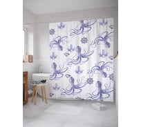 Штора (занавеска) для ванной JoyArty "Осьминоги" из сатена, 180х200 см с крючками, sc_4885
