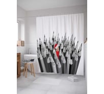 Штора (занавеска) для ванной JoyArty "Оригинальный карандаш" из сатена, 180х200 см с крючками, sc_5746