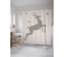 Штора (занавеска) для ванной JoyArty "Клетчатый олень" из сатена, 180х200 см с крючками, sc_5929