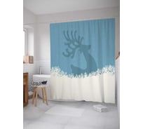 Штора (занавеска) для ванной JoyArty "Заснеженный олень" из сатена, 180х200 см с крючками, sc_5639
