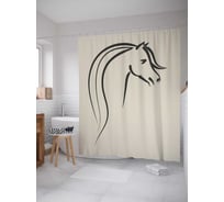 Штора (занавеска) для ванной JoyArty "Набросок лошади" из сатена, 180х200 см с крючками, sc_5941