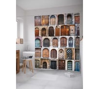 Штора (занавеска) для ванной JoyArty "Мир дверей" из сатена, 180х200 см с крючками, sc_8240