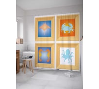 Штора (занавеска) для ванной JoyArty "Морские картины" из сатена, 180х200 см с крючками, sc_5403