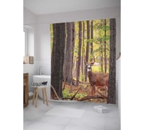 Штора (занавеска) для ванной JoyArty "Внезапный олень" из сатена, 180х200 см с крючками, sc_8206