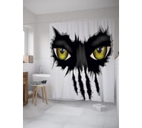 Штора (занавеска) для ванной JoyArty "Взгляд хищника" из сатена, 180х200 см с крючками, sc_39149