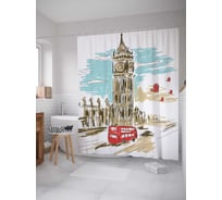 Штора (занавеска) для ванной JoyArty "Лондонский вид" из сатена, 180х200 см с крючками, sc_4874