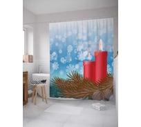 Штора (занавеска) для ванной JoyArty "Зимние свечи" из сатена, 180х200 см с крючками, sc_5695