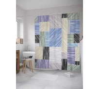 Штора (занавеска) для ванной JoyArty "Полосатые лоскуты" из сатена, 180х200 см с крючками, sc_32362