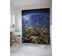 Штора (занавеска) для ванной JoyArty "Огни городов из космоса" из сатена, 180х200 см с крючками, sc_39280