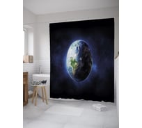 Штора (занавеска) для ванной JoyArty "Родная планета" из сатена, 180х200 см с крючками, sc_39300
