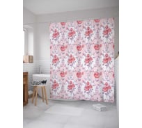 Штора (занавеска) для ванной JoyArty "Цветочный ажур" из сатена, 180х200 см с крючками, sc_5915