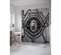 Штора (занавеска) для ванной JoyArty "Механический глаз" из сатена, 180х200 см с крючками, sc_39139