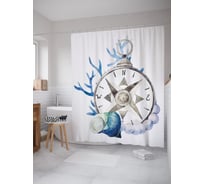 Штора (занавеска) для ванной JoyArty "Ручной компас" из сатена, 180х200 см с крючками, sc_38951