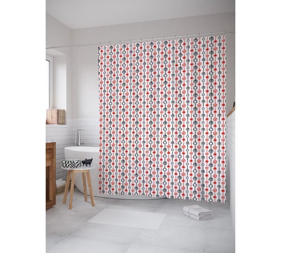 Штора (занавеска) для ванной JoyArty "Бисерная штора" из сатена, 180х200 см с крючками, sc_57704 1