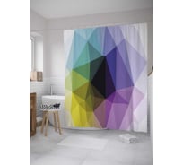 Штора (занавеска) для ванной JoyArty "Многогранная призма" из сатена, 180х200 см с крючками, sc_31988