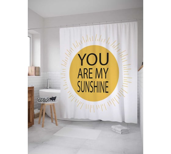 Штора (занавеска) для ванной JoyArty "Мое солнечное сияние" из сатена, 180х200 см с крючками, sc_5602 1
