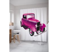 Штора (занавеска) для ванной JoyArty "Авто ретро" из сатена, 180х200 см с крючками, sc_38985