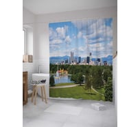 Штора (занавеска) для ванной JoyArty "Городской парк" из сатена, 180х200 см с крючками, sc_32376
