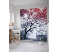 Штора (занавеска) для ванной JoyArty "Дорога в древнем лесу" из сатена, 180х200 см с крючками, sc_4852