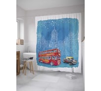 Штора (занавеска) для ванной JoyArty "Лондонский транспорт" из сатена, 180х200 см с крючками, sc_32369