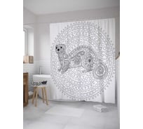 Штора (занавеска) для ванной JoyArty "Соболиный мотив" из сатена, 180х200 см с крючками, sc_31936