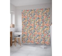 Штора (занавеска) для ванной JoyArty "Цветные листья" из сатена, 180х200 см с крючками, sc_53445