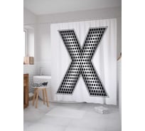 Штора (занавеска) для ванной JoyArty "Алюминиевая x" из сатена, 180х200 см с крючками, sc_4526x