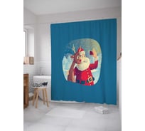 Штора (занавеска) для ванной JoyArty "Новогоднее селфи" из сатена, 180х200 см sc_378470