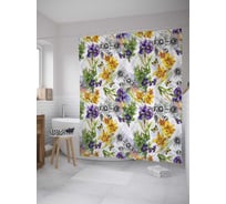 Штора (занавеска) для ванной JoyArty "Изобилие цветов" из сатена, 180х200 см с крючками, sc_32339