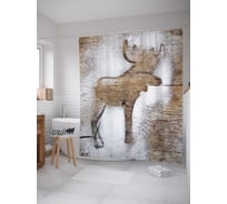 Штора (занавеска) для ванной JoyArty "Лось из снега" из сатена, 180х200 см с крючками, sc_5559