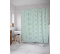 Штора (занавеска) для ванной JoyArty "Цветочки в ромбах" из сатена, 180х200 см с крючками, sc_31891