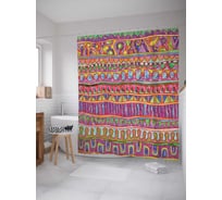 Штора (занавеска) для ванной JoyArty "Полосатые фантазии" из сатена, 180х200 см с крючками, sc_4776