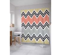 Штора (занавеска) для ванной JoyArty "Энергетический зигзаг" из сатена, 180х200 см с крючками, sc_4338