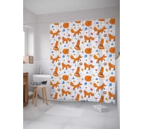 Штора (занавеска) для ванной JoyArty "Лисы на полянке" из сатена, 180х200 см с крючками, sc_58657