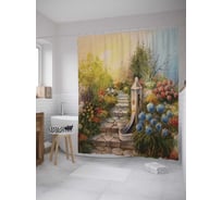 Штора (занавеска) для ванной JoyArty "Сад цветов" из сатена, 180х200 см с крючками, sc_9193
