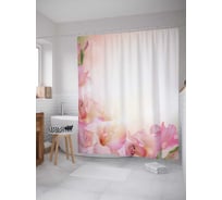 Штора (занавеска) для ванной JoyArty "Розовые лилии" из сатена, 180х200 см с крючками, sc_55130